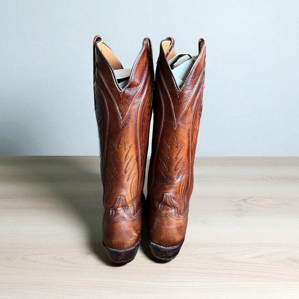 Lucchese San Antonio Vintage Brown Leather Boots Women, Size 6.5A Western 8083 - Picture 3 of 16